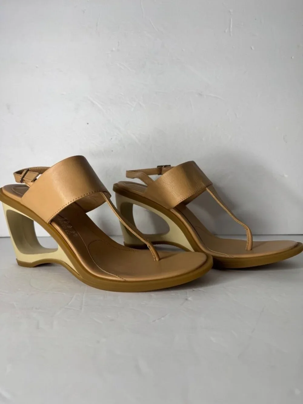 Hogan Sculptural Cutout Architectural Wedge Thong Sandal EU 39 US 9 NIB